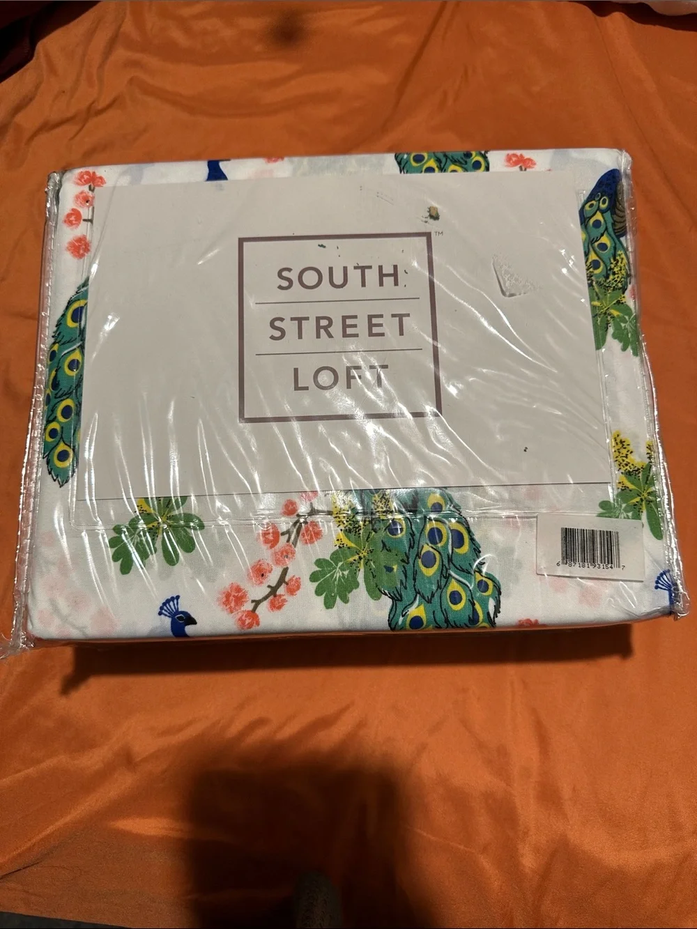 South Street Loft Peacock Floral Duvet Cover - White with Green & Blue